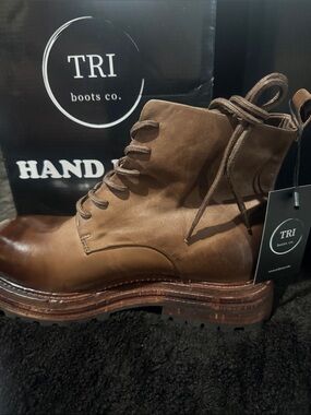 TRI Boots Co. Brown Lace-Up Leather Work Boots